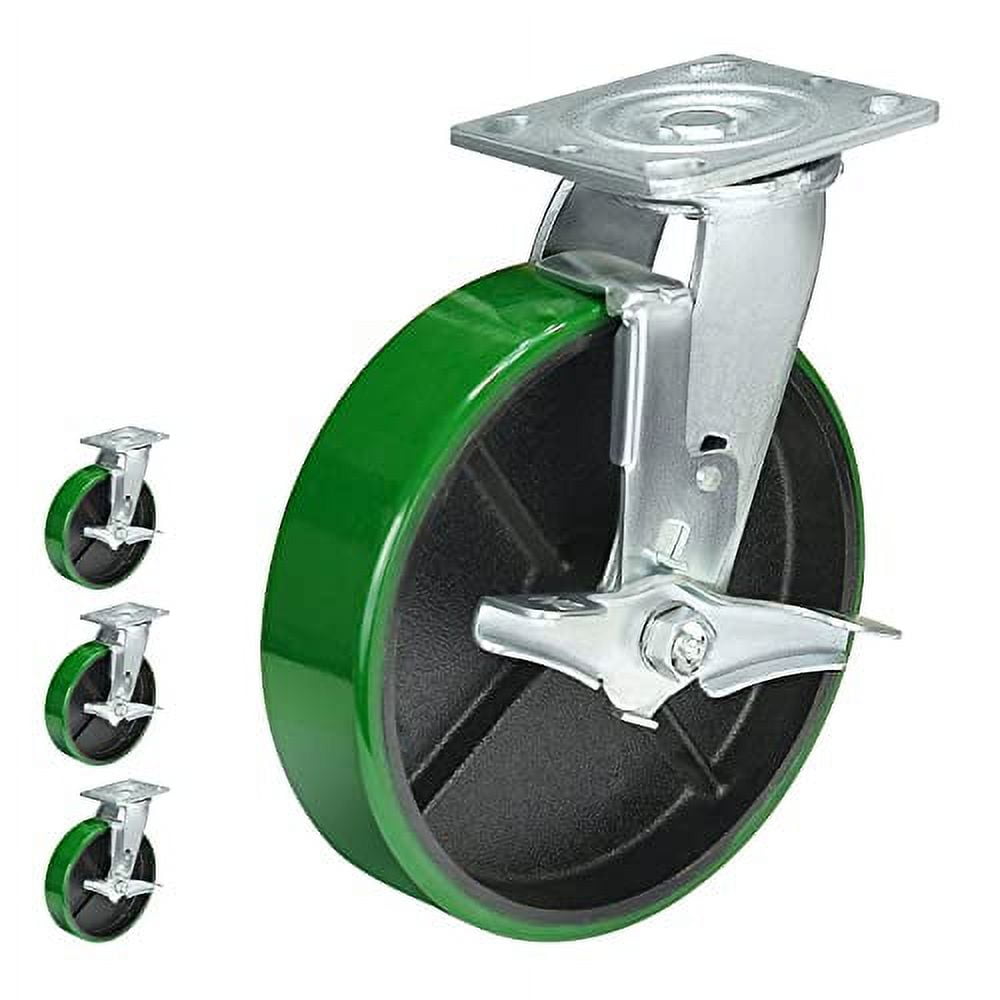 Heavy Duty Casters, Casters Set Of 4 Total Capacity 6000 Lbs Polyurethane On Steel Wheel