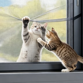 Heavy-Duty Cat-Proof Window Screen, Tear-Resistant Mesh Net for Pet Safety, Anti-Mosquito Barrier with Easy Installation, 320 GSM Polyester-39" × 51"