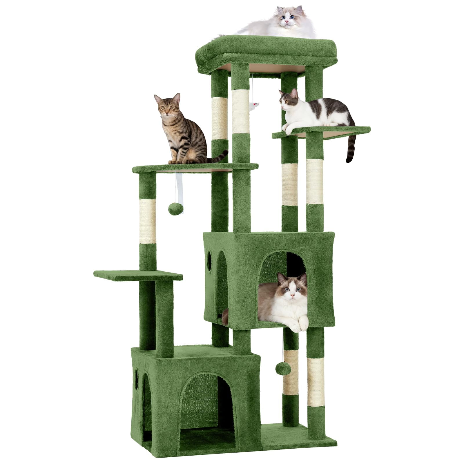 Heavy Duty Cat Tree, 61" Sturdy Cat Tree for Indoor Cats Extra Large Cat Tower with Scratching Post, Hammock, Cat Condo for Adult Cats Kittens, F72 Pro