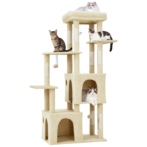 Heavy Duty Cat Tree, 61" Sturdy Cat Tree for Indoor Cats Extra Large Cat Tower with Scratching Post, Hammock, Cat Condo for Adult Cats Kittens, F72 Pro