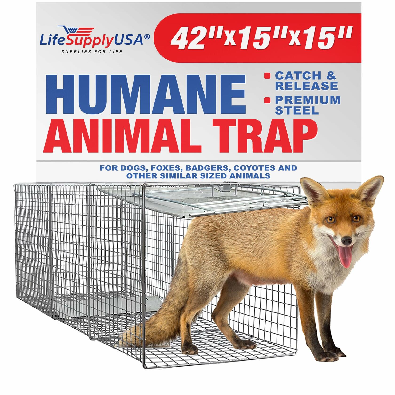 Heavy Duty Catch Release Large Live Humane Animal Cage Trap for Foxes
