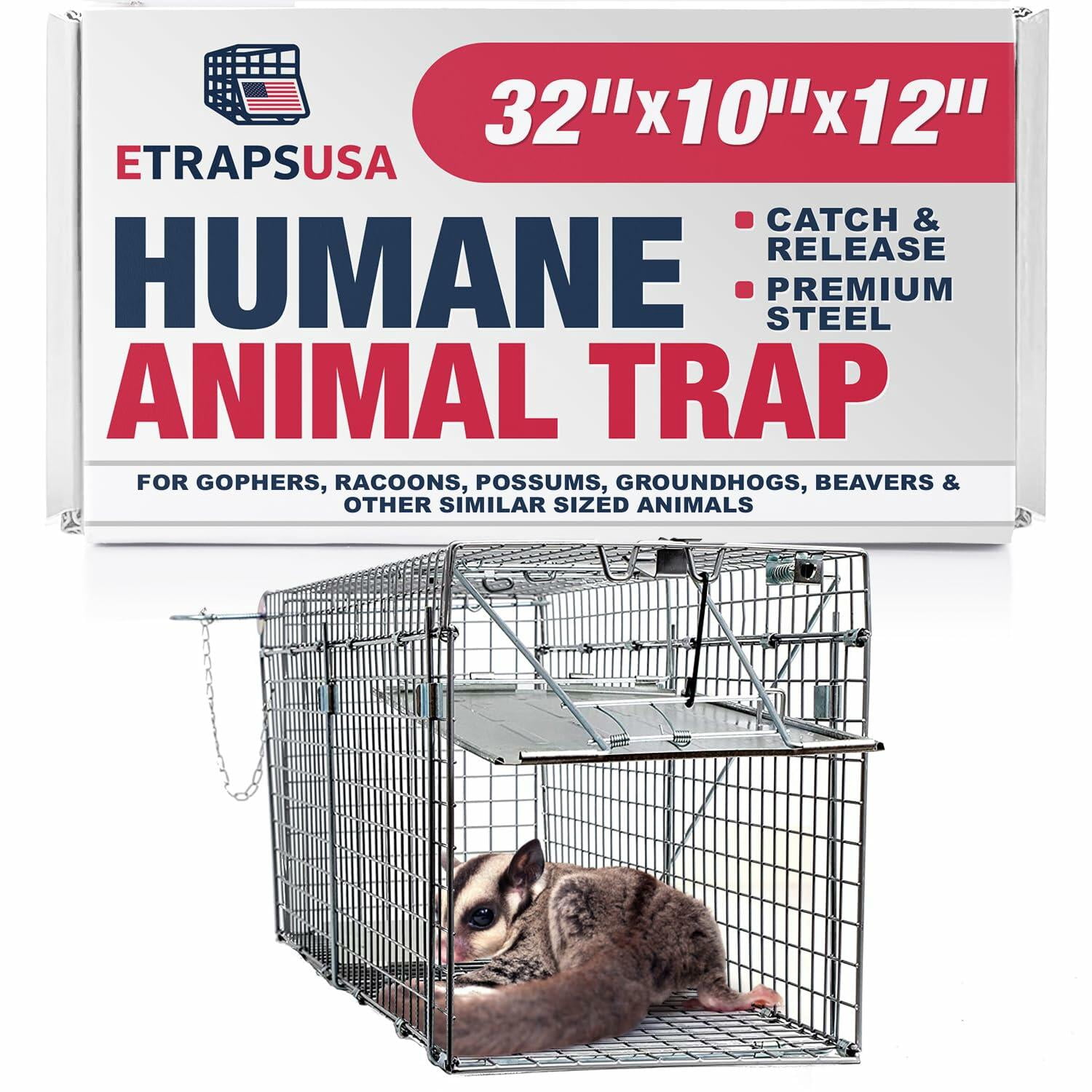 Humane Release Heavy Duty Catch Release Large Live Humane Collapsible Animal Cage Trap ...