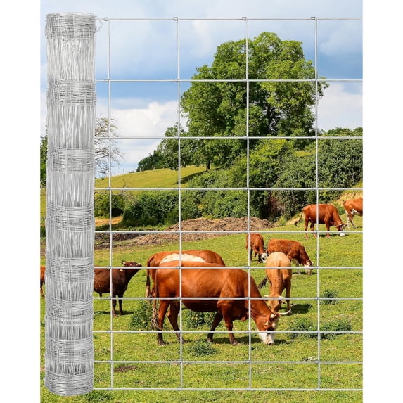 Heavy Duty Cattle Farm Fence, Galvanized Goat Deer Fence, Heavy Zinc Coating Hog Wire Fencing for Yard