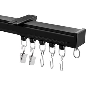 Heavy Duty Ceiling Curtain Track System with Clips and Hooks Aluminum Alloy Black 18 ft to 21 ft
