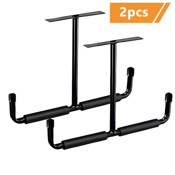 Heavy-Duty Ceiling Storage Rack, 2-Pack Garage Hook Organizer for Ladders, Hoses & Bulk Items