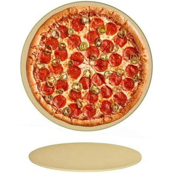 Heavy Duty Ceramic Pizza Grilling Stone, 15" Round Baking Stone for Best Crispy Crust Pizza, Perfect for Oven, BBQ and Grill, Thermal Shock Resistant$$Garden & Patio