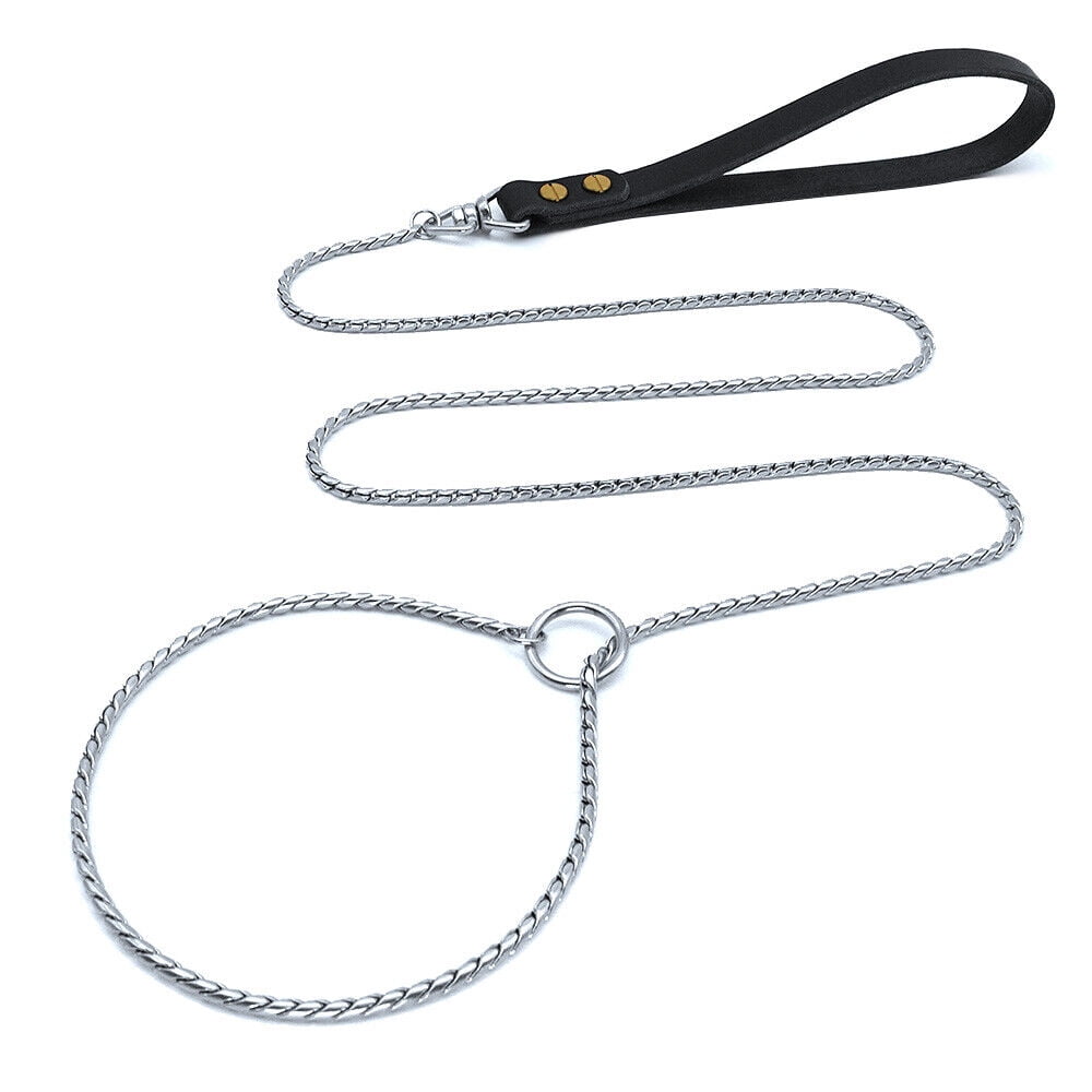 Heavy Duty Chain Dog Leash with Adjustable Loop Ideal Training Choke