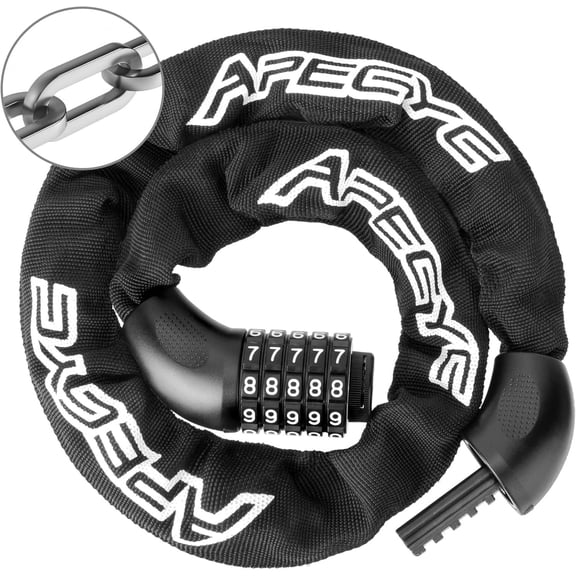 Heavy Duty Chain Lock - 5 Digit Combination Anti- Lock, 3FT/4FT/5FT Hardened Steel Square Links for E-, , Scooter, Gate