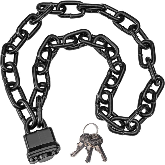 Heavy Duty Chain Lock,Security Hardened 8mm Thick with Weather-Resistant Keyed Padlock, Perfect for Indoor Outdoor Motorcycles, Bikes,Generator, Gates,Fence,Furniture (47 inch Chain+Lock)