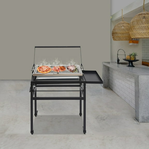 Heavy-Duty Charcoal Grill, 34.06lbs Net Weight, 360 Rotating Grate & Ventilated Charcoal Tray, Ideal for Well-Ventilated Outdoor Spaces