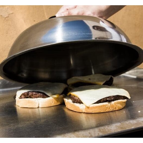 Heavy Duty Cheese Melting Dome Wok Lids - Stainless Steel Griddle Grill Accessories - Durable Round Basting, Steaming Cover - Heat Resistant Handle for Flat Top Griddle Grill