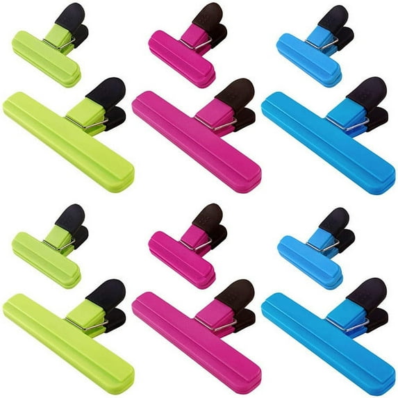 Heavy Duty Chip Bag Clips Assorted Colors Food Sealing Clips for Coffee Snacks Kitchen Storage,6X large clamp,6x small clamp
