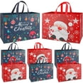 thumbnail image 1 of Heavy Duty  Christmas Tote Bags - 8 count Set with Handles,  XL 16.9"x12.6"x7.1" Bags, 1 of 7
