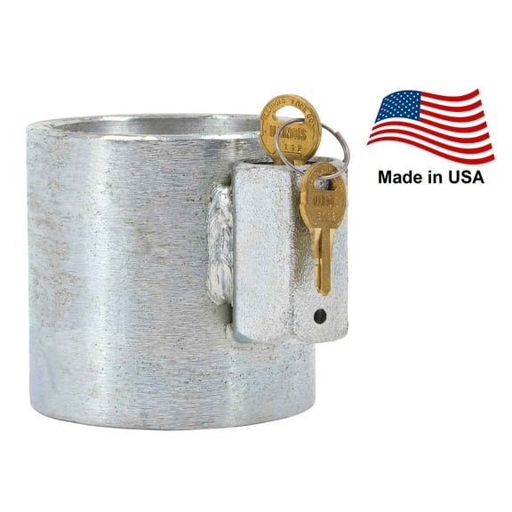 Heavy Duty Chrome King Pin Lock 2.90" Diameter Keyed Unique Made in USA | Trailer Hitch Lock Works with RV 5th Wheel Keyed Unique