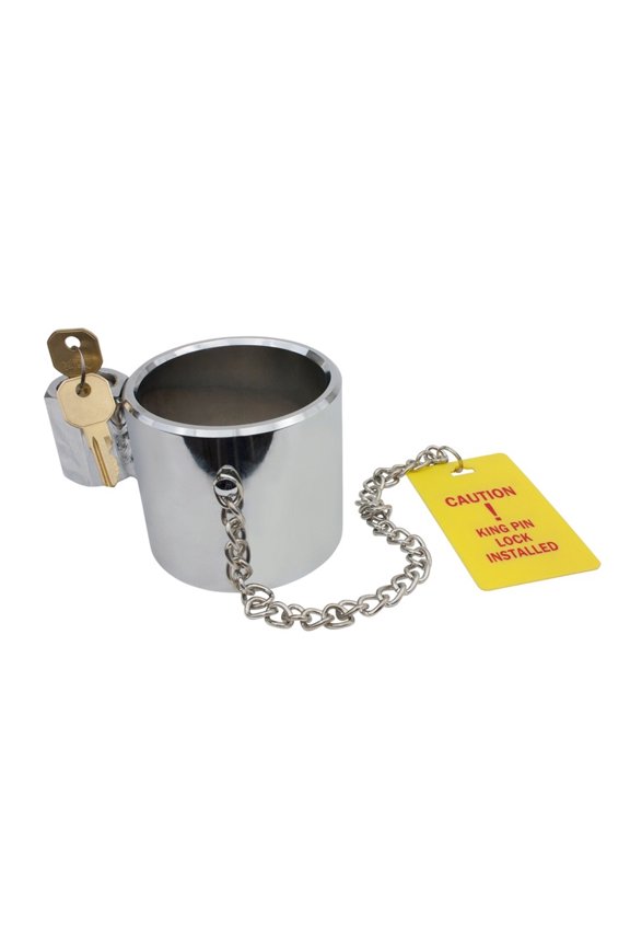 Heavy Duty Chrome King Pin Lock with 2 Unique Keys | Trailer Hitch Lock Works with RV 5th Wheel Keyed Unique