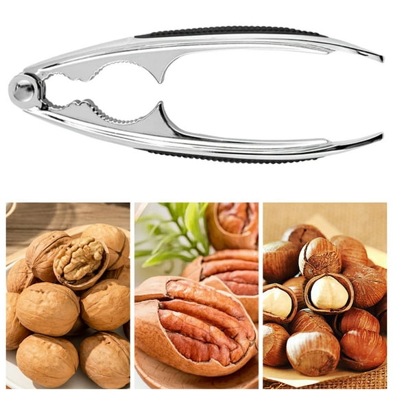 Heavy Duty Chrome Plated Zinc Alloy Nut Cracker, Easy-To-Grip Kitchen Sheller, 2-In-1 Gadget for Home Snack Or Seafood, Sturdy Clamp Plier Tool For Cracking Almonds, Walnuts & Hazelnuts