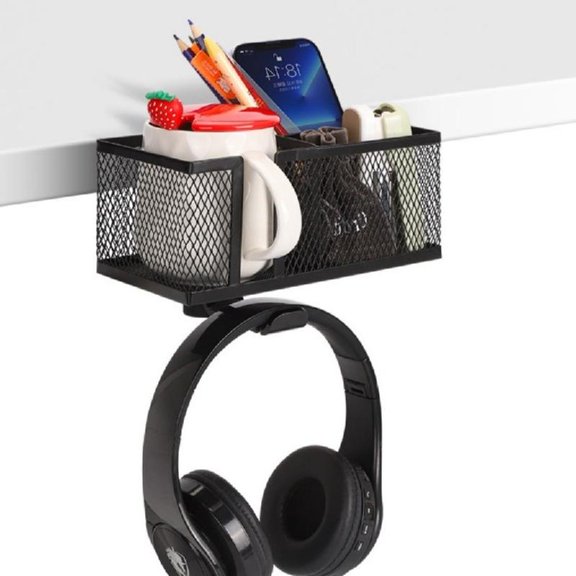 Heavy Duty Clamp Mount Drink Tray With Hook For Headphone Cable Storage