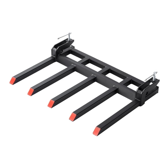 Heavy Duty Clamp-On Debris Forks for 48" Tractor Bucket - 5-Tine Pallet Forks, 2500LB Capacity - Quick Attach Attachment for Tractor or Skid Steer Loader