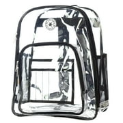 Heavy Duty Clear Backpack Durable See Through Student Transparent School Bookbag Deluxe High Quality Travel Daypack Black