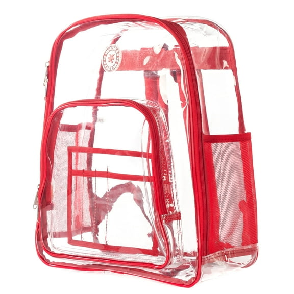 Heavy Duty Clear Backpack See Through Daypack Student Transparent Bookbag Red