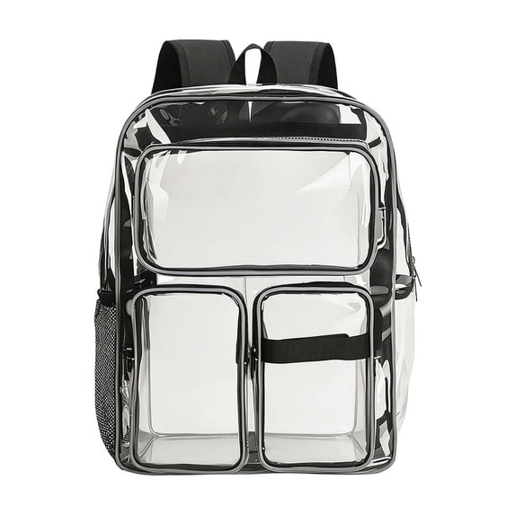 Heavy Duty Clear Backpack, Large Clear Bookbag Transparent See Through Backpack for School Sport College Black