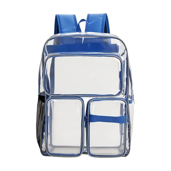 Heavy Duty Clear Backpack, Large Clear Bookbag Transparent See Through Backpack for School Sport College Dark Blue