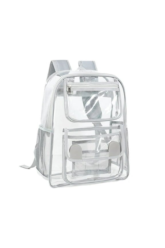 Heavy Duty Clear Backpack Stadium Security Approved Mini Gym Drawstring Bag(Gray)
