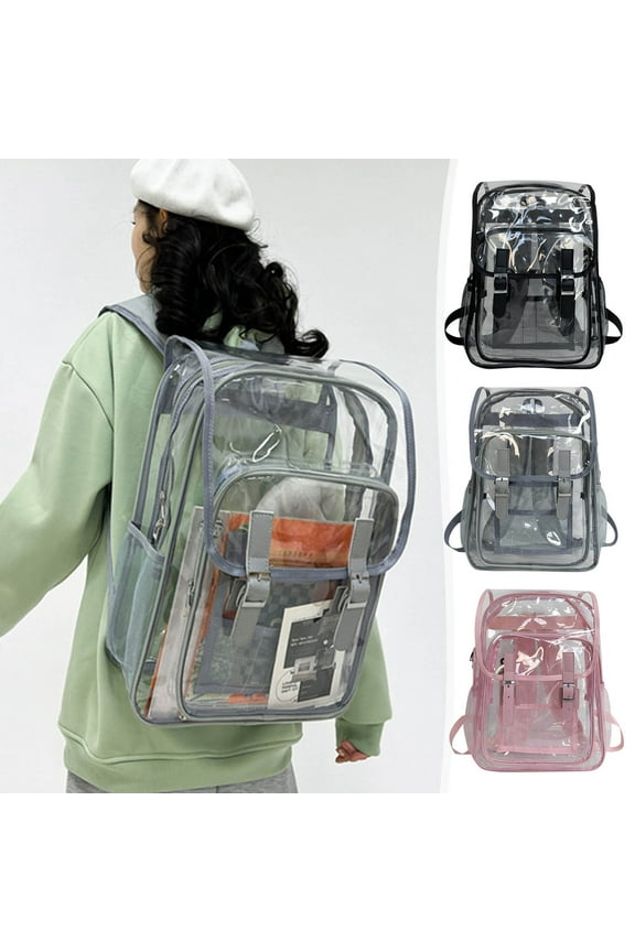 Heavy Duty Clear Backpack | Transparent Stadium Security Bag | Large Laptop Compartment | Extra Thick PVC | Reinforced Straps | Ergonomic Design | 12.2x17.7x5.1 in | Travel Work Sports | 1 Pack