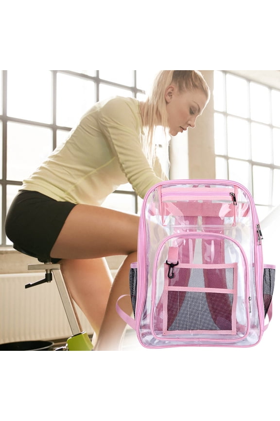 Heavy Duty Clear Backpack with Laptop Compartment, Transparent Stadium Approved Bookbag for School Security Sporting Events, 16.9x12.6x5.9 Inch