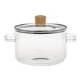 thumbnail image 1 of Heavy-Duty Clear Glass Cooking Pot with Wooden Handle, Double Eared Design, Heat-Resistant, Non-Stick, Versatile for Soup, Stewing, and More, 1 of 5