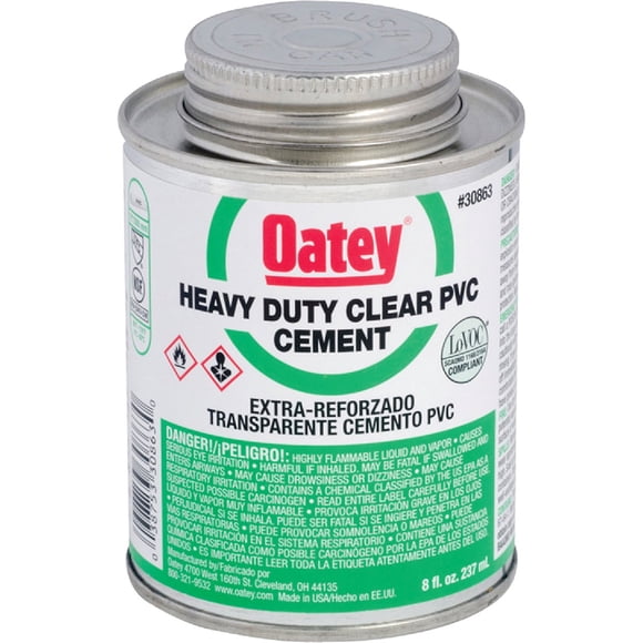 Oatey Heavy-Duty PVC Cement, Clear - Heavy Duty Adhesive - 8 fl oz  Residential Use, Standard Application