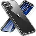 thumbnail image 1 of Heavy Duty Clear Phone Case Designed for Apple iPhone 12 Mini Transparent Case with 2 Tempered Glass Screen Protector, Shockproof Dropproof Slim Clear Case for Apple iPhone 12 Mini, 1 of 8
