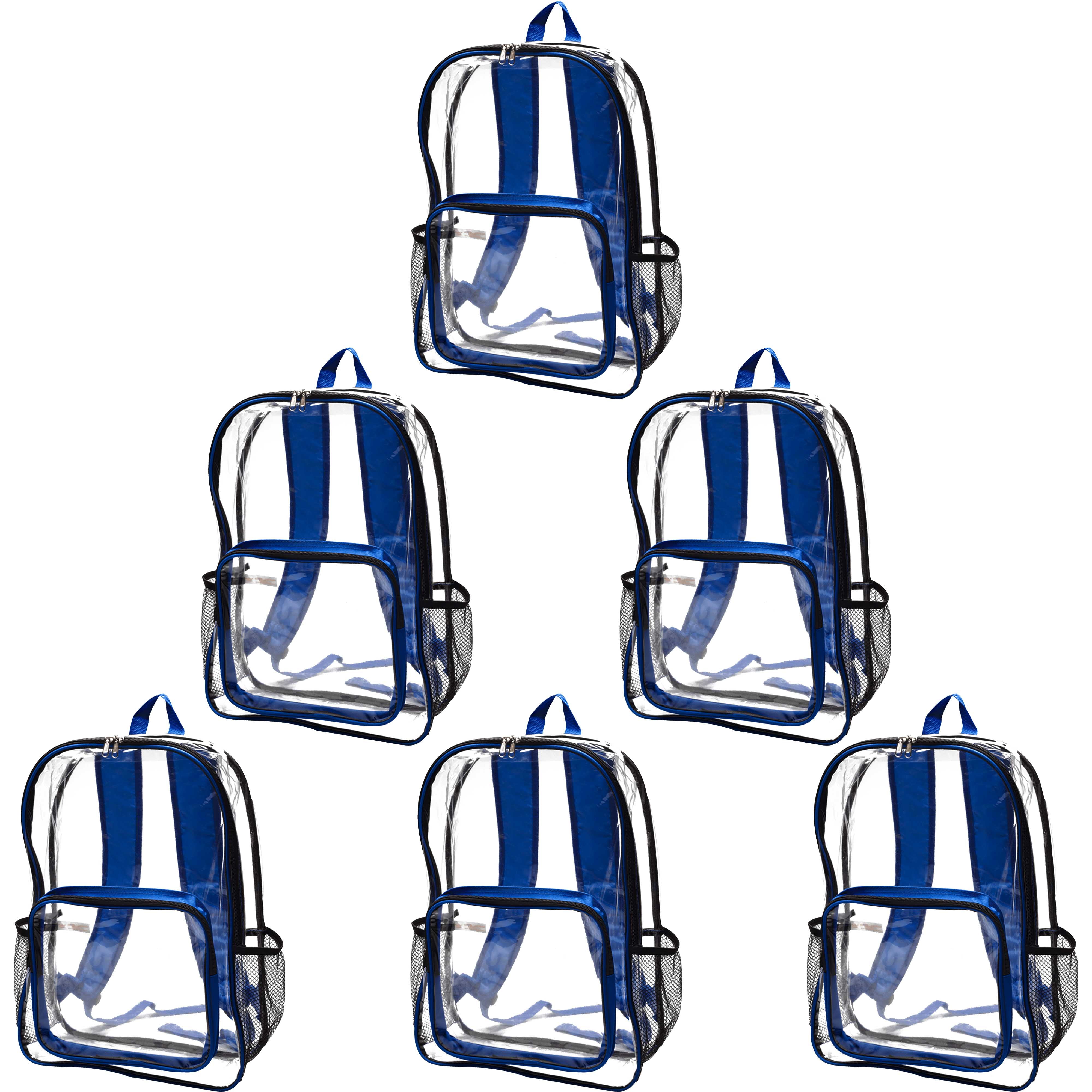 Heavy Duty Clear Plastic Backpacks Set of 6 Bulk Pack PVC Water Resistant Great for School Travel Clear Blue Walmart