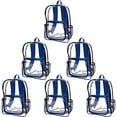 thumbnail image 1 of Heavy Duty Clear Plastic Backpacks Set of 6, Bulk Pack - PVC, Water Resistant, Great for School, Travel - Clear/Blue, 1 of 5