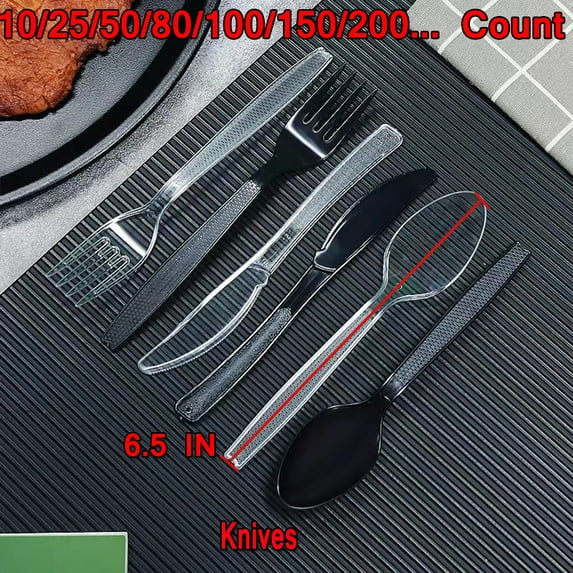 Heavy Duty Clear Plastic Forks/Spoons/Knives Disposable Plastic Fork Bulk Utensils Heavy Weight Plastic Forks, Clear Disposable, 10/25/50/75/...