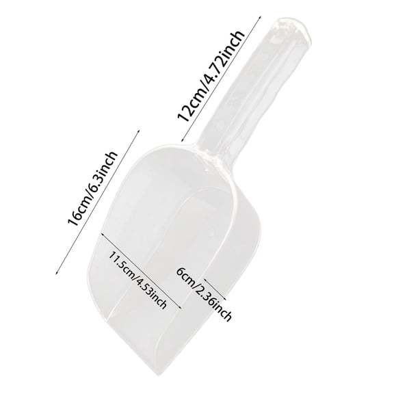 HeavyâDuty Clear Ice Scoop, Large MultiâPurpose Food Grade Scooper for Ice Cubes, Flour, Sugar, Coffee Beans, Candy, Spices, Dry Goods, Kitchen & Bar Accessory 28x11.5cm