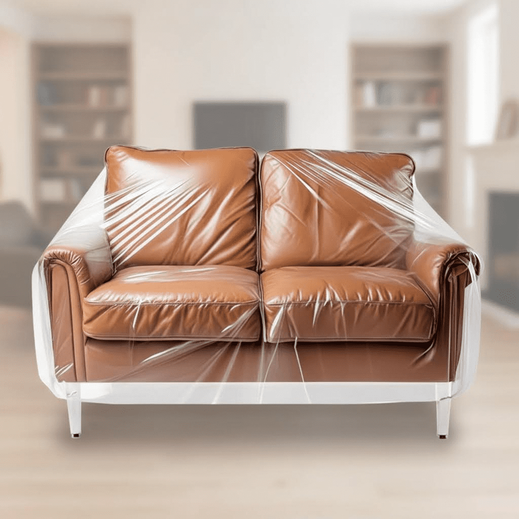 Heavy-Duty Clear Plastic Loveseat Covers, Waterproof Sofa Protectors for Dust, Dirt, and Moisture, Universal Fit Slipcovers for Furniture Protection (36x18x84x40 Inches)