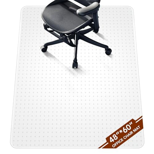 Heavy Duty Clear Plastic Office Chair Mat for Low Pile Carpet, 48x60 Inch Desk Floor Protector with Lip for Smooth Rolling Chairs, Durable Computer Mat for Home Office Use