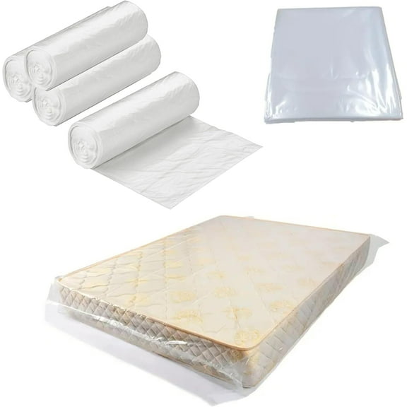 Heavy Duty Clear Plastic Queen Sized Bed Water Proof Strong Mattress Bags 62"x13"x94" 2 Mil for Moving, Storage, Commerical 30 Bags/Roll (1)