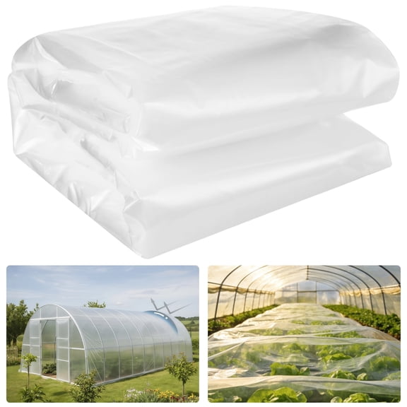 Heavy Duty Clear Plastic Sheeting, 32.8 ft x 9.8 ft Greenhouse Film, Garden Polythene Cover Sheet, Thickened Clear Plastic Dust Waterproof Sheets for Construction, Painting, Covering