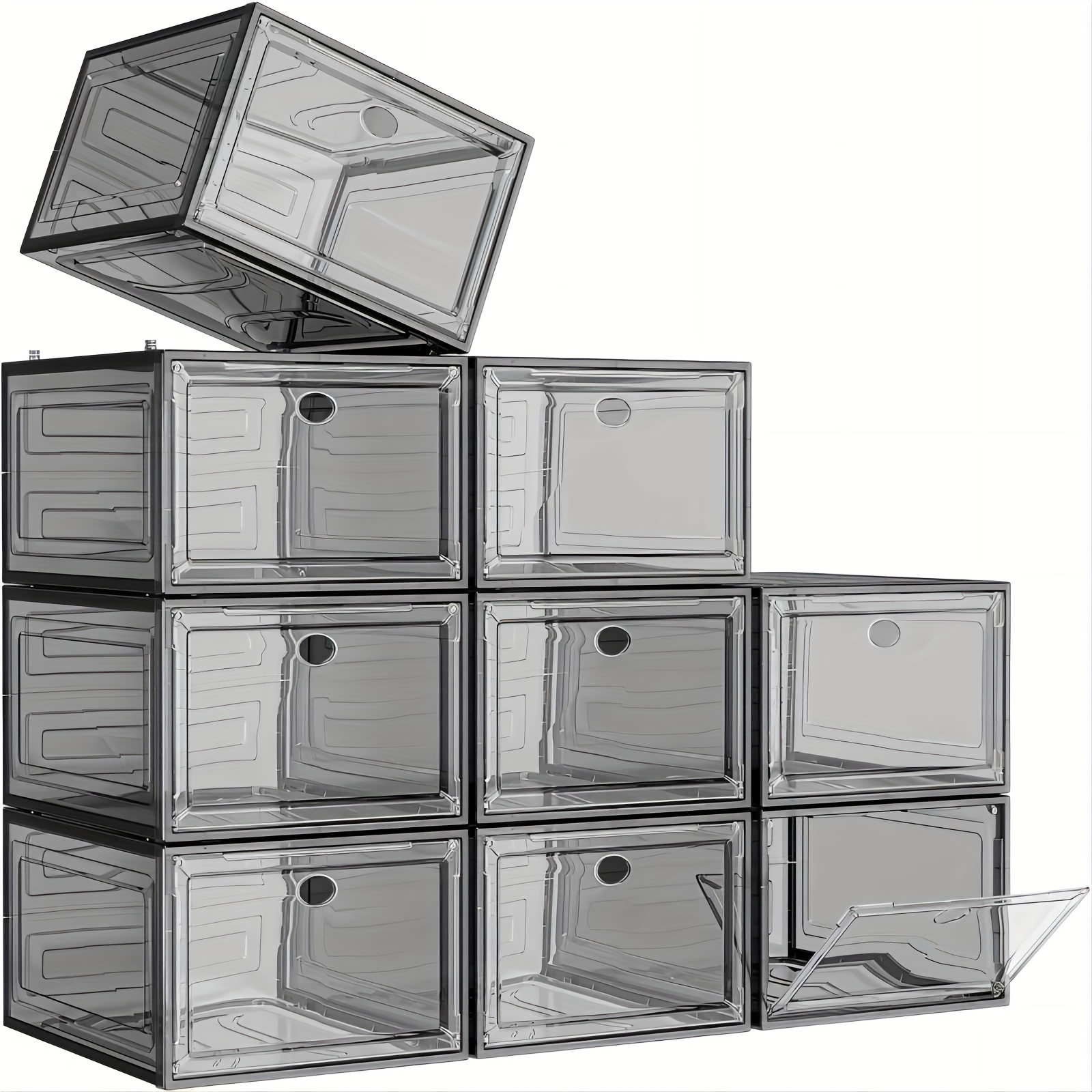 Heavy-Duty Clear Plastic Shoe Storage Box with Magnetic Door ...