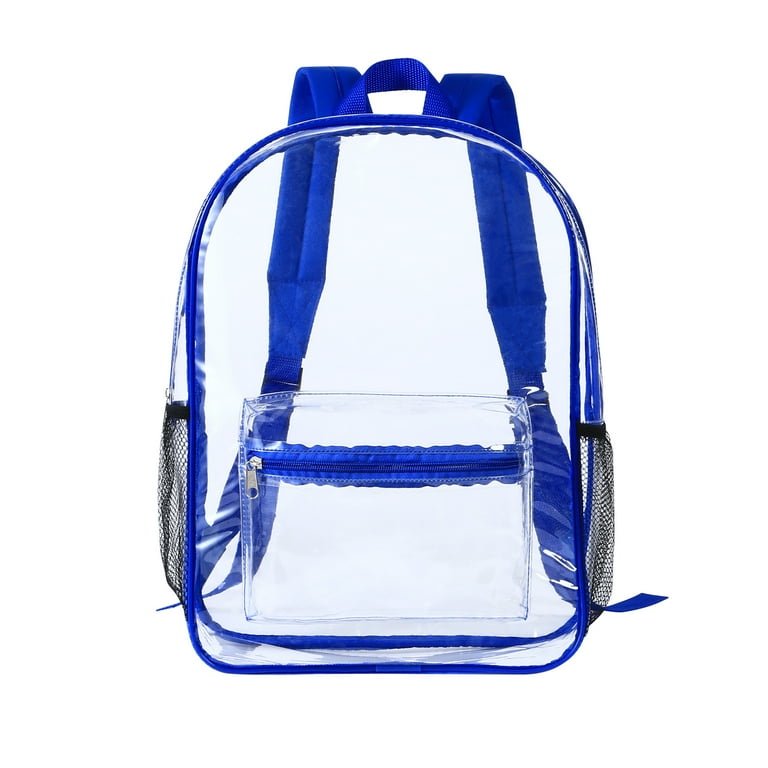 Heavy Duty Clear Transparent Backpack See Through Book bag with Multi color Choices for School Sports Stadium and So On