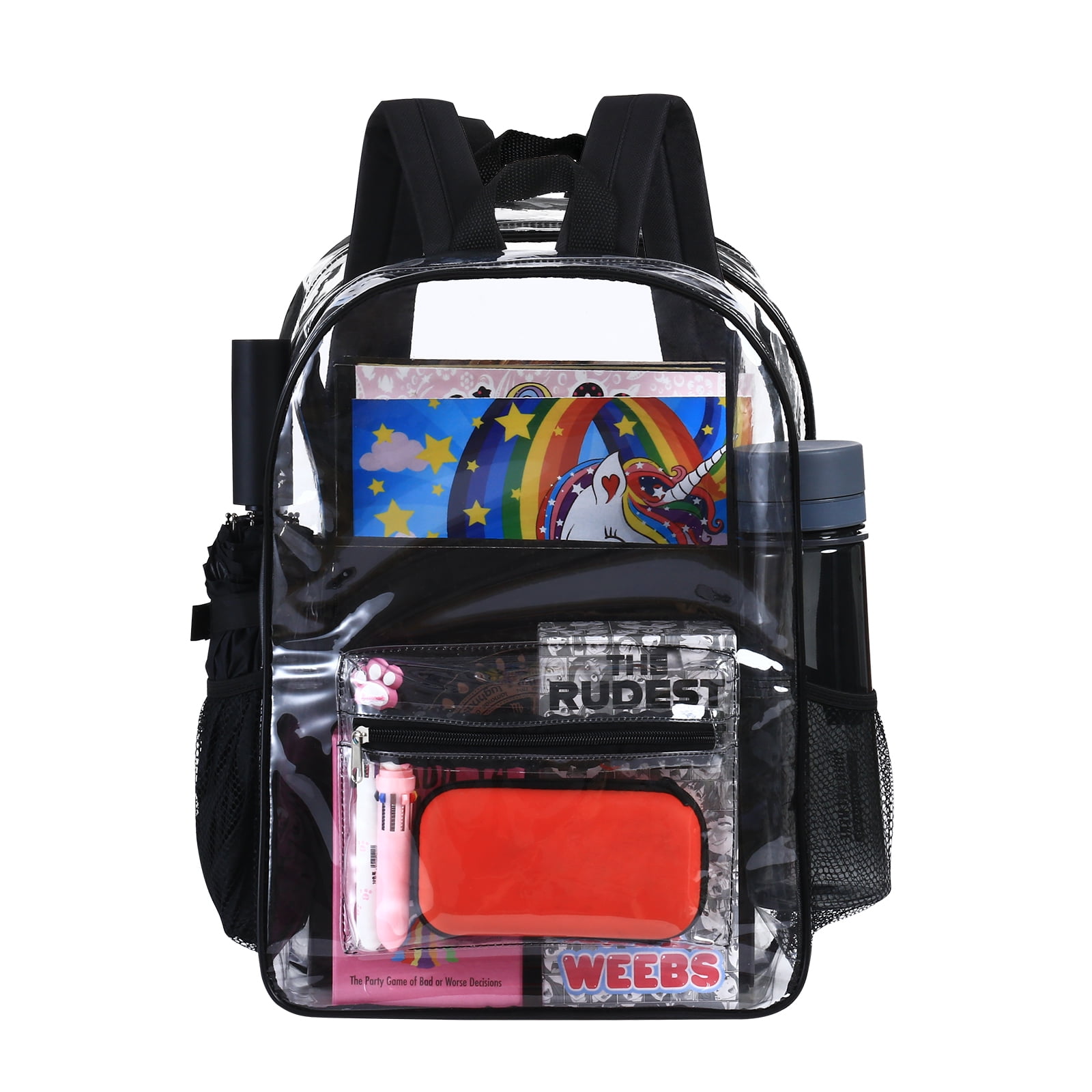 Party Zealot Unisex Heavy Duty Clear Backpack Black
