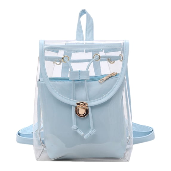Heavy Duty Clear Vinyl Backpack, Stadium Security Approved Bag, Opaque Privacy Compartment Pocket, Multipurpose Beach Pool Bag, Collapsible Transparent Travel Organizer