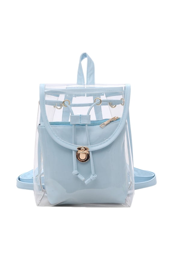 Heavy Duty Clear Vinyl Backpack, Stadium Security Approved Bag, Opaque Privacy Compartment Pocket, Multipurpose Beach Pool Bag, Collapsible Transparent Travel Organizer