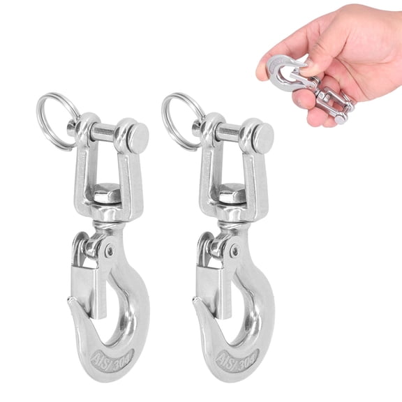 Heavy Duty Clevis Hooks, 304 Stainless Steel, 2 Pcs Set, Versatile Rigging for Cranes  Lifting