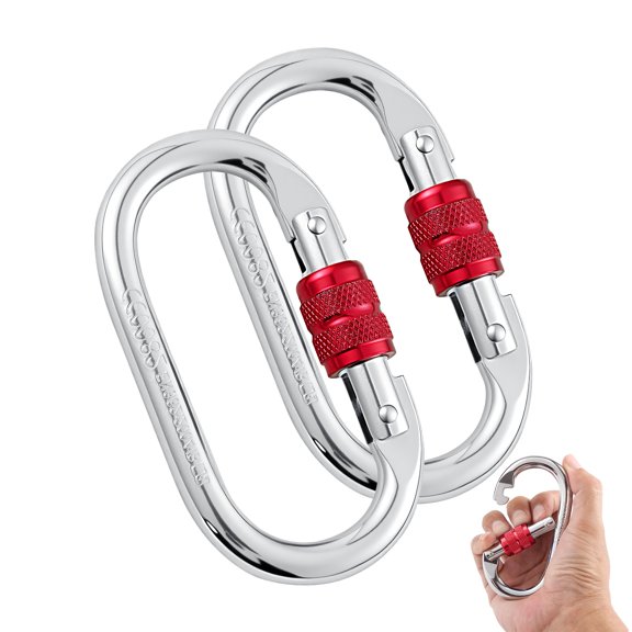 Heavy Duty Climbing Carabiner – 25kN Screw Locking Carabiner Clip, Oval Shape for Rappelling, Hammocks, Rigging, Rescue & Arborist