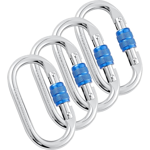 Heavy Duty Climbing Carabiner, Rated 25kN(5620lbs), Screw Locking Carabiner Clip, Oval Shape Carabiner for Rappelling, Hammocks, Aerial Work, Rigging, Rescue, Arborist