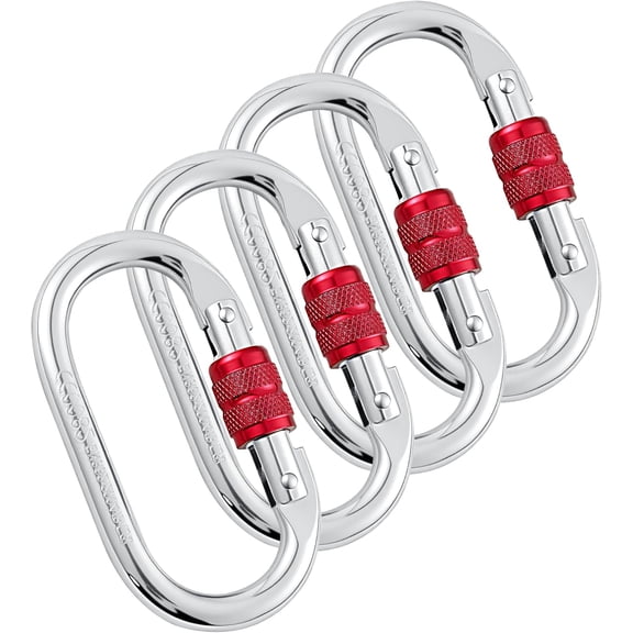 Heavy Duty Climbing Carabiner, Rated 25kN(5620lbs), Screw Locking Carabiner Clip, Oval Shape Carabiner for Rappelling, Hammocks, Aerial Work, Rigging, Rescue, Arborist