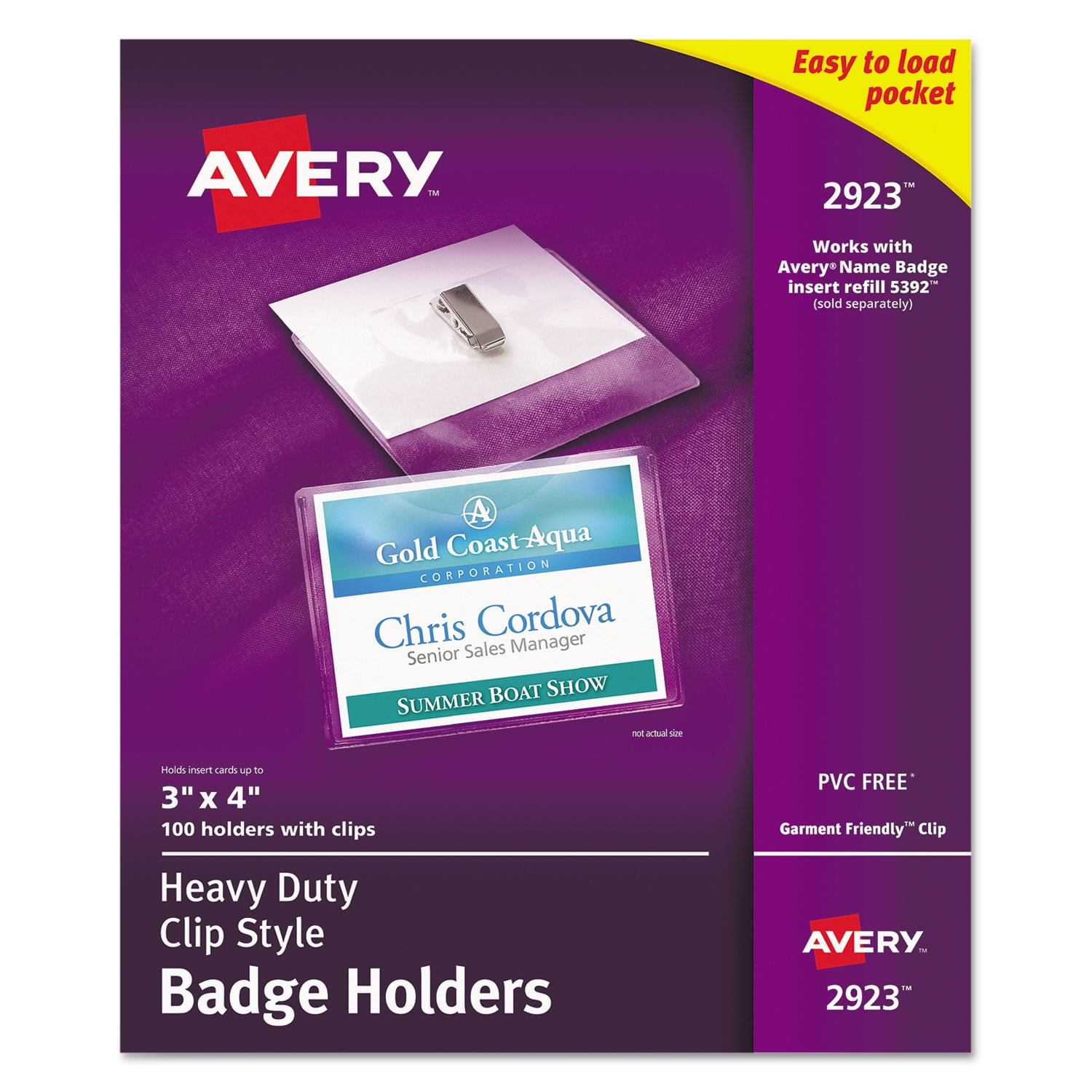 Heavy-Duty Clip-Style Badge Holders, Horizontal, 4 x 3, Clear, 100/Box Heavy-Duty Clip-Style Badge Holders, Horizontal, 4 x 3, Clear, 100/Box